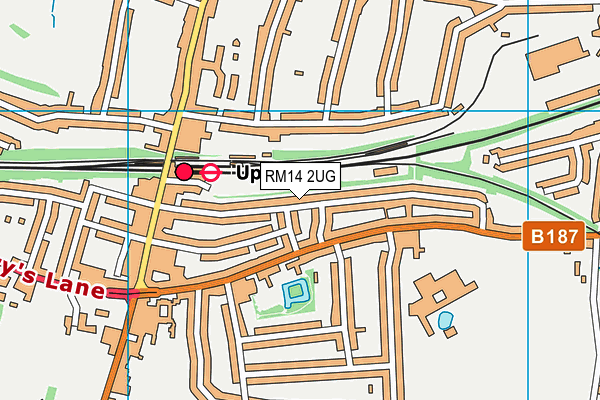 RM14 2UG map - OS VectorMap District (Ordnance Survey)