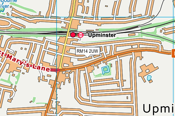 RM14 2UW map - OS VectorMap District (Ordnance Survey)