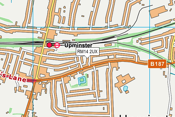 RM14 2UX map - OS VectorMap District (Ordnance Survey)