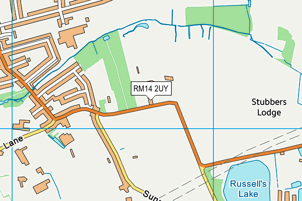 RM14 2UY map - OS VectorMap District (Ordnance Survey)