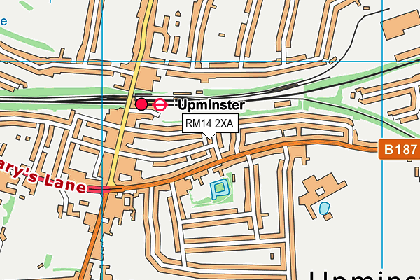 RM14 2XA map - OS VectorMap District (Ordnance Survey)