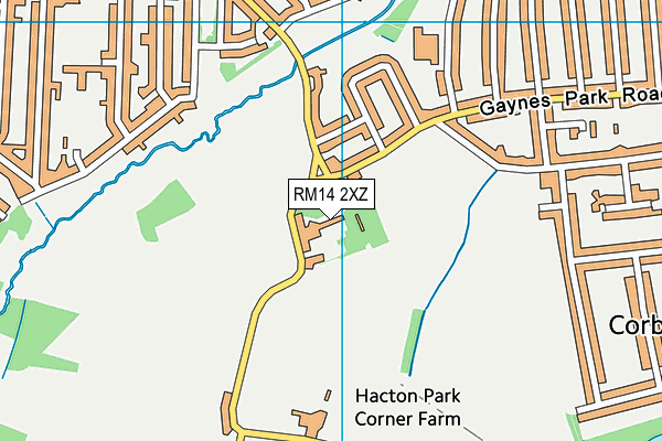 RM14 2XZ map - OS VectorMap District (Ordnance Survey)
