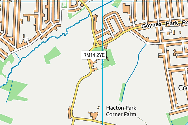 RM14 2YE map - OS VectorMap District (Ordnance Survey)