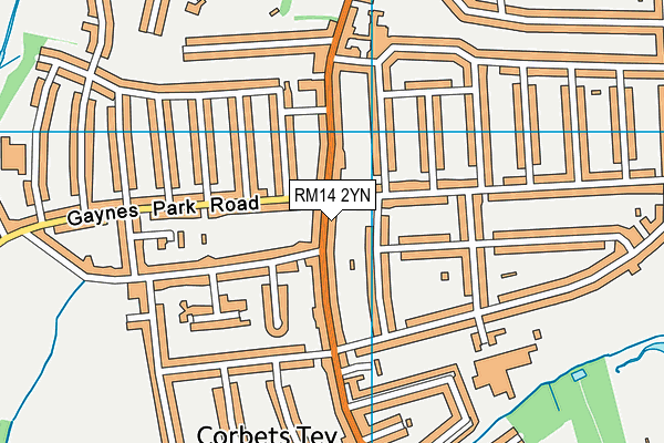 RM14 2YN map - OS VectorMap District (Ordnance Survey)