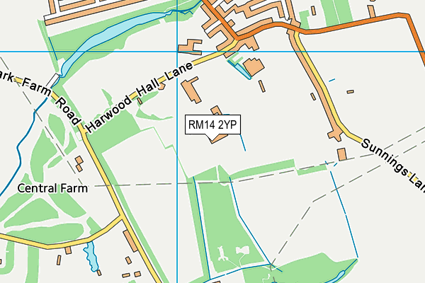 RM14 2YP map - OS VectorMap District (Ordnance Survey)