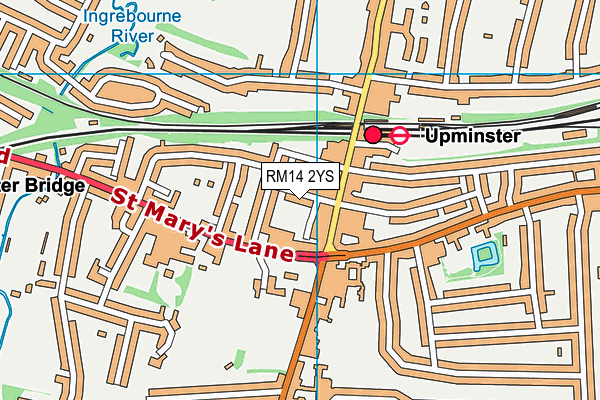 RM14 2YS map - OS VectorMap District (Ordnance Survey)