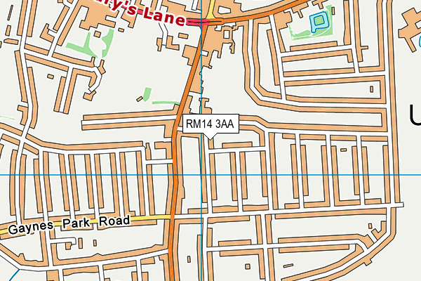 RM14 3AA map - OS VectorMap District (Ordnance Survey)