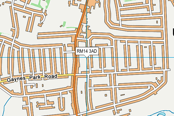 RM14 3AD map - OS VectorMap District (Ordnance Survey)