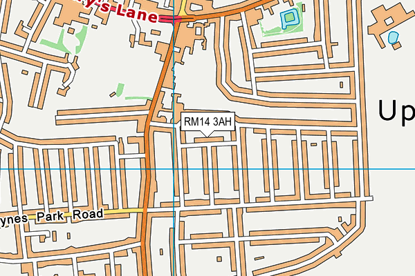 RM14 3AH map - OS VectorMap District (Ordnance Survey)