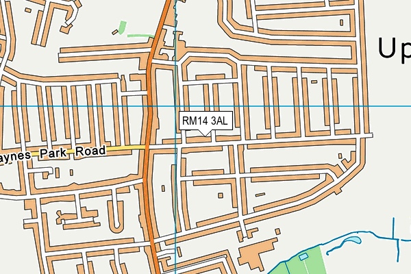 RM14 3AL map - OS VectorMap District (Ordnance Survey)