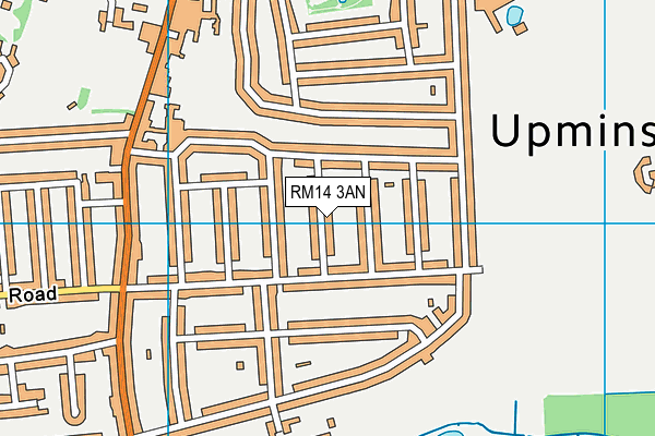 RM14 3AN map - OS VectorMap District (Ordnance Survey)