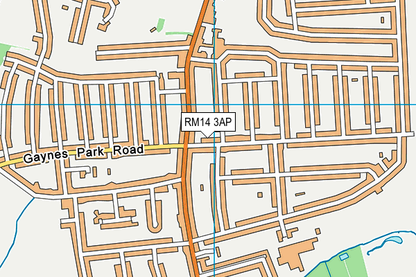 RM14 3AP map - OS VectorMap District (Ordnance Survey)