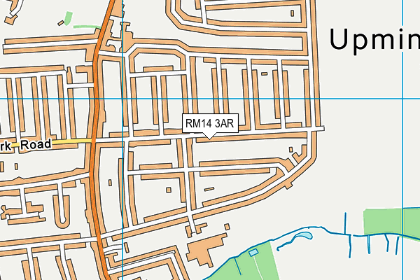 RM14 3AR map - OS VectorMap District (Ordnance Survey)