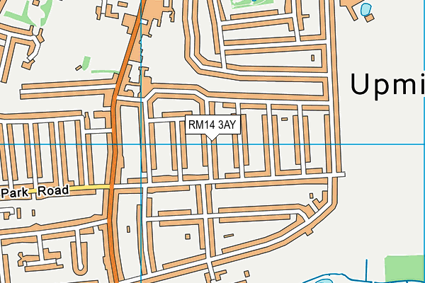 RM14 3AY map - OS VectorMap District (Ordnance Survey)