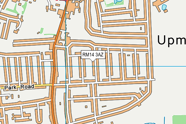 RM14 3AZ map - OS VectorMap District (Ordnance Survey)