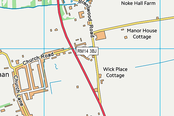 RM14 3BJ map - OS VectorMap District (Ordnance Survey)