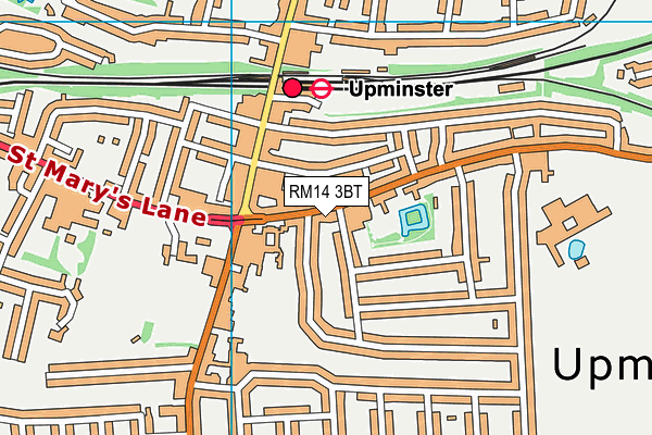 RM14 3BT map - OS VectorMap District (Ordnance Survey)