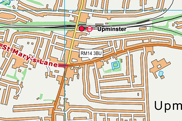 RM14 3BU map - OS VectorMap District (Ordnance Survey)