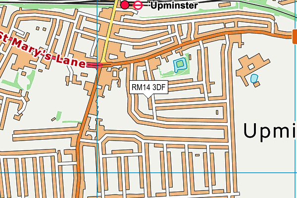 RM14 3DF map - OS VectorMap District (Ordnance Survey)