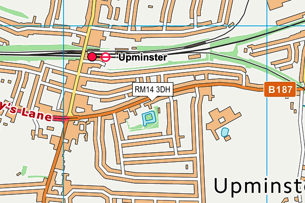 RM14 3DH map - OS VectorMap District (Ordnance Survey)