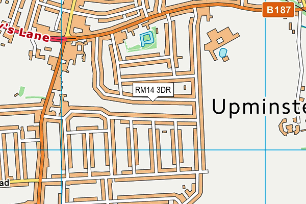 RM14 3DR map - OS VectorMap District (Ordnance Survey)