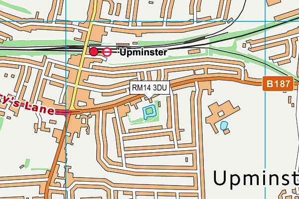 RM14 3DU map - OS VectorMap District (Ordnance Survey)