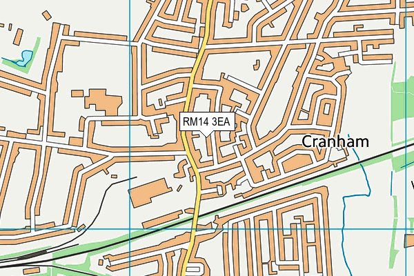 RM14 3EA map - OS VectorMap District (Ordnance Survey)