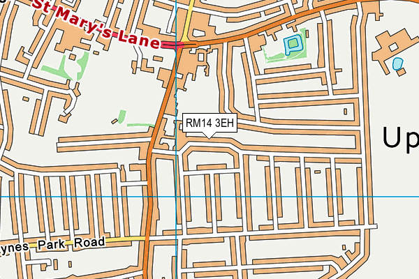 RM14 3EH map - OS VectorMap District (Ordnance Survey)