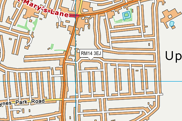 RM14 3EJ map - OS VectorMap District (Ordnance Survey)