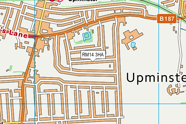 RM14 3HA map - OS VectorMap District (Ordnance Survey)