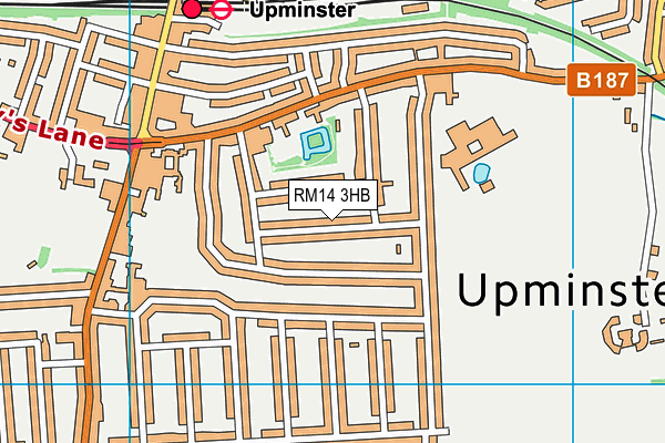 RM14 3HB map - OS VectorMap District (Ordnance Survey)