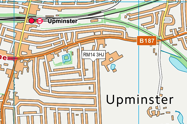 RM14 3HJ map - OS VectorMap District (Ordnance Survey)