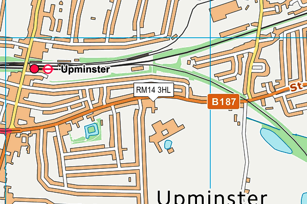 RM14 3HL map - OS VectorMap District (Ordnance Survey)