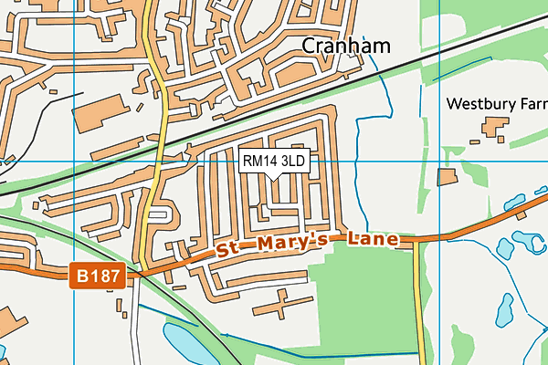 RM14 3LD map - OS VectorMap District (Ordnance Survey)