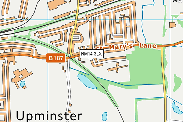 RM14 3LX map - OS VectorMap District (Ordnance Survey)