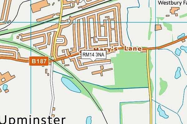 RM14 3NA map - OS VectorMap District (Ordnance Survey)