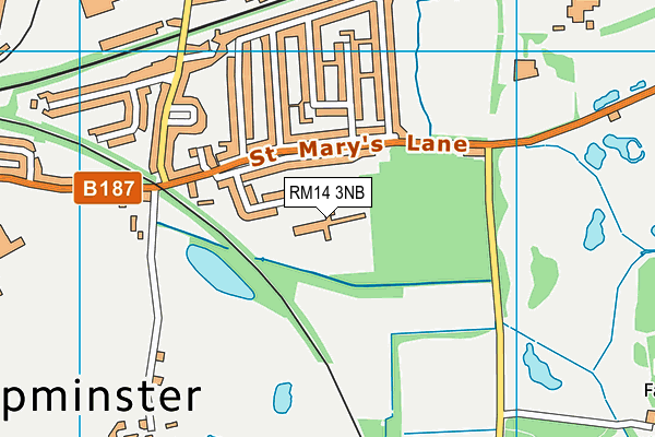 RM14 3NB map - OS VectorMap District (Ordnance Survey)
