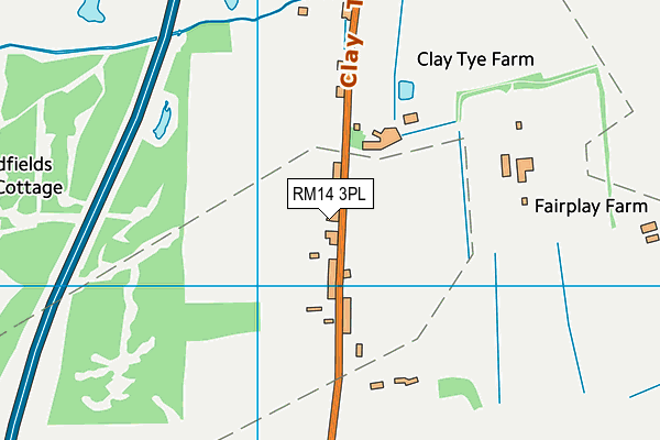 RM14 3PL map - OS VectorMap District (Ordnance Survey)