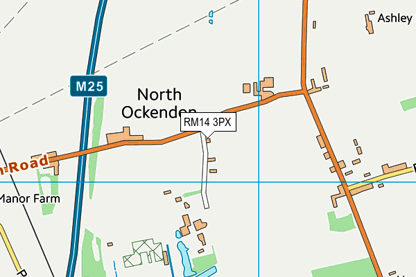 RM14 3PX map - OS VectorMap District (Ordnance Survey)