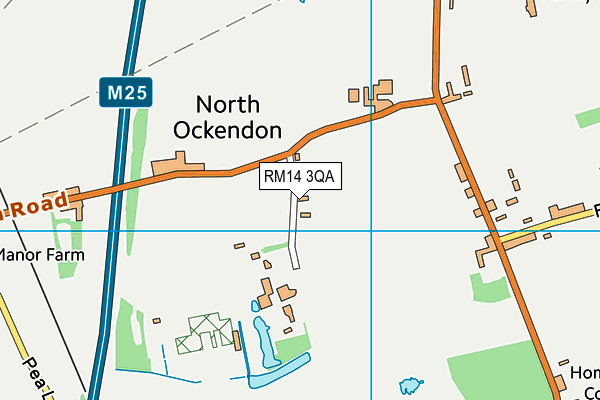 RM14 3QA map - OS VectorMap District (Ordnance Survey)