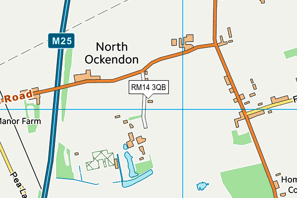 RM14 3QB map - OS VectorMap District (Ordnance Survey)