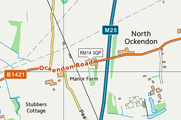 RM14 3QP map - OS VectorMap District (Ordnance Survey)