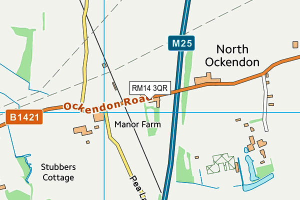 RM14 3QR map - OS VectorMap District (Ordnance Survey)