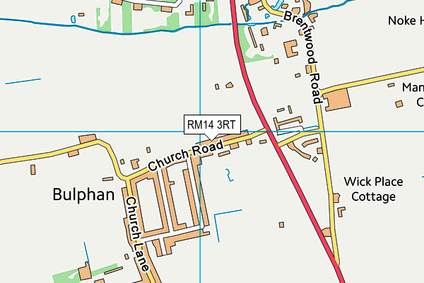 RM14 3RT map - OS VectorMap District (Ordnance Survey)