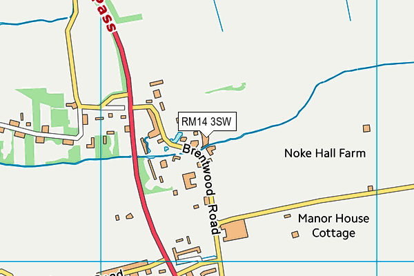 RM14 3SW map - OS VectorMap District (Ordnance Survey)