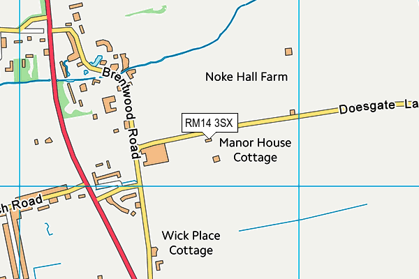 RM14 3SX map - OS VectorMap District (Ordnance Survey)