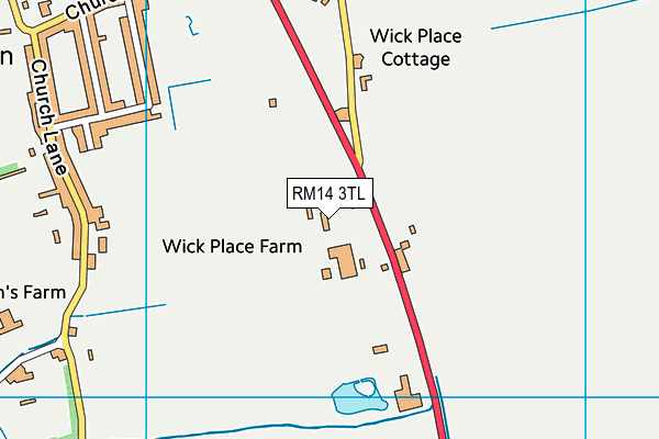 RM14 3TL map - OS VectorMap District (Ordnance Survey)