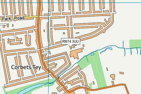 RM14 3UU map - OS VectorMap District (Ordnance Survey)