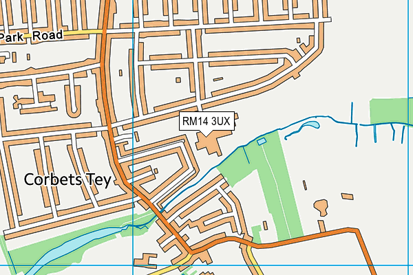 RM14 3UX map - OS VectorMap District (Ordnance Survey)