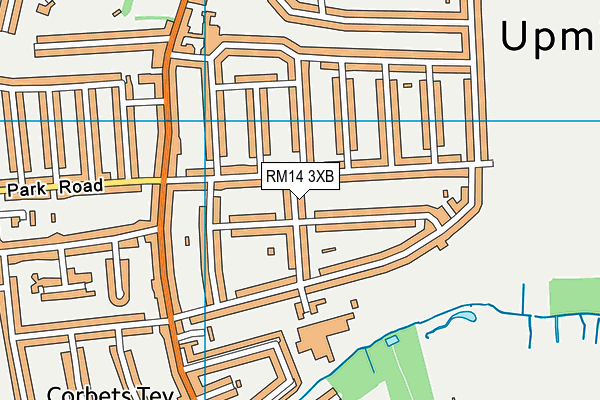 RM14 3XB map - OS VectorMap District (Ordnance Survey)